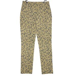 SOFT SURROUNDINGS 2DU27 Tan Blue Floral Medallion Superla Stretch Pants SIZE XS